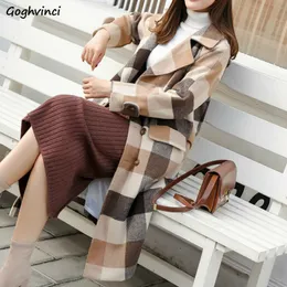 Wolle Frauen Zweireiher Mantel Langarm Warme Hohe Qualität Plaid Frauen Mäntel Koreanische Mode Kleidung Heißer Verkauf Casual Elegant