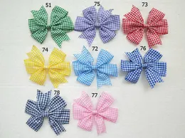 16PCs Baby Girl Headwear Gingham Plaid Hair Bows Clips Stripe Bowknot V Pinwheel Princess Checkered Hairbows Hair Slips Tillbehör HD3355