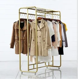 Clothes store hanger Bedroom Furniture display rack Double-row parallel bars floor-to-floor women's cloth shop shelves Nordic326w