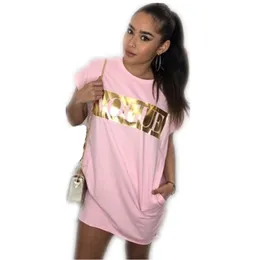 Womens Dresses Female T Shirt Dresses Short Sleeve Letter Print Womens Skirt Fashion Casual Women Dress Loose Size S-XL