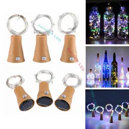 10 LED Solar Wine Bottle Korek Miedź Wróżki Strip Strip Wire Outdoor Party Decoration Nowość Noc Lampa DIY Cork Light Fairy String Strip LED