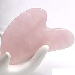 Natural Rose Quartz Gua Sha Board Pink Jade Stone Body Facial Eye Scraping Plate Acupuncture Massage Relaxation