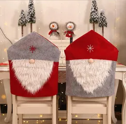Röd julstolsöverdrag Santa Claus Cover Dinner Chair Back Cover Chairs Cap Set Christmas Xmas Home Party Festival Decoration GB1449