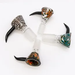 Wholesale Bong Bowl 14mm 18mm Male Wig Wag With Hookahs Handle Colored Smoking Bowls Piece for Dab Rigs