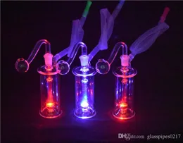 New LED Glass Bong Water Pipes dab Bubbler Bong MiNi Dab Oil Rigs for Smoking Hookahs 10mm Glass Oil Burner bong with pot and Hose