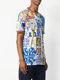 Fashion-Star with the new autumn ceramic printing casual round collar short sleeve men's T - shirt