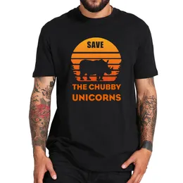 Protect rhinoceros Tshirt Save Chubby Unicorns Men T-shirts Love Ecosystem Cotton High quality Camiseta Black White Tops