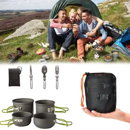 Ultra-Light Outdoor Cooking Set Camping Cookware Podróże Tableta Turystyka Naczynia Gotowanie Sztućce Odpowiednie dla 2-3 osób