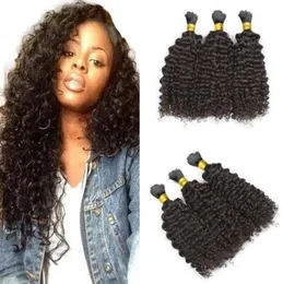 Mongolian Kinky Curly Hair Bulk For Braiding Natural Black Bulks Human Hair