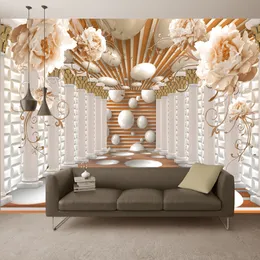 Custom qualsiasi taglia murale wallpaper 3D Stereo Space Flowers Ball Art Painting Soggiorno Soggiorno Decorazione autoadesiva Papel de Parede