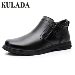 KULADA Neue Männer Schuhe Doppel-reißverschluss Seite Leder Stiefel Männer Bequeme Casual boot Männer AutumnWinter Warme Stiefel Stiefel 0903-1A