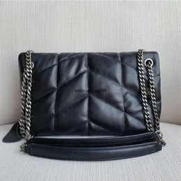 lady genuine leather chain bag messenger bag puffer for women soft female diamond lattice cover bag chain strap sac