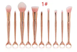 10pcs/1lot Mermaid Makeup Brushes Set Foundation Blending Powder Eyeshadow Contour Concealer Blush Cosmetic Makeup