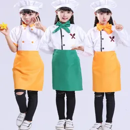 Halloween Fancy Kids Cappotto da cuoco Cappello Cuoco Uniformi da cucina Costumi da catering Bambini Cuocere al forno Cameriere Ristorante Set di abbigliamento per feste