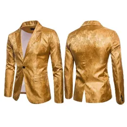 Brand New Gold Jacquard Men Wedding Tuxedos Peak Lapel Groom Tuxedos Popular Dress Men Business Dinner/Darty Suit(Jacket+Pants+Tie) 285