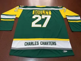 Homens Vintage CHARLES CHARTERS #27 Logan Boulet Humboldt Broncos Hockey Jersey personalizado qualquer número de nome