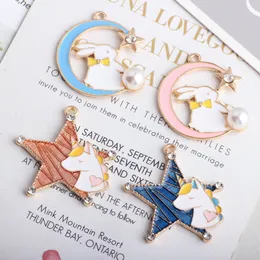 Księżyc Gwiazda Królik Koń Enamel K Pozłacane Print Charms Wisiorki Do Handmade DIY Kolczyki Naszyjnik Klucz Łańcuch Biżuteria Akcesoria