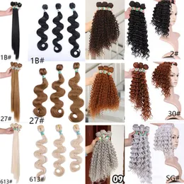 high quality hair weave silky straight wavy deep wave curly Fiber natural color 1B High Temperature Synthetic Hair weft Hair Extension