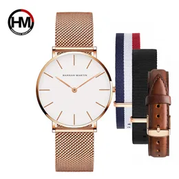 Dropship Kobiety Zegarek Japonia Quartz Design Wodoodporna Różowa Złota Stainless Steel Mesh 1 Zestaw 3PSC Zespół Lady Zegarki Relogio Feminino