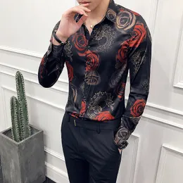 2019 Retro Floral Printed Man Casual Shirts Fashion Classic Men Dress S ??