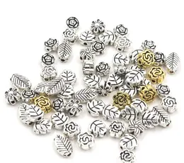 300 pz/lotto lega Mista Fiore Foglia Argento Tibetano Colore Allentati Del Distanziatore Perline di Metallo Per La Produzione di Gioielli Cucito Perline Accessori