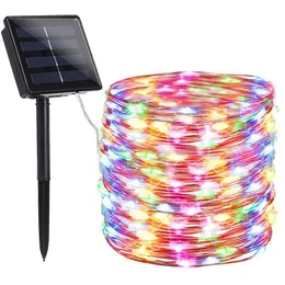 Solar String Lights Outdoor LED Fairy Copper Wire Lights 150/200LEDs RGB 8 Modes Twinkle Lighting for Home Xmas Holiday Party