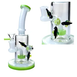 2020 Nuovo stile bianco collo acqua bong in vetro tre pesci decorazione olio Dab Rigs 14mm tubi di vetro con giunto femmina con ciotola