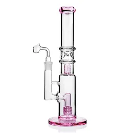 Pink Bong Uchwyt lodu Hookah Glass Water Bong Rigs Percolater Dab Rig Rip Recycler 18 mm Banger Smoking