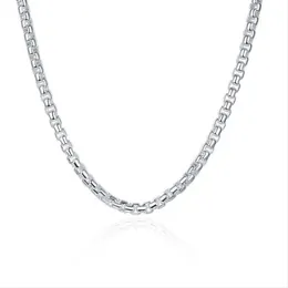 Gratis fraktpläterad Sterling Silver Necklace 20inchs * 6mm Mäns Ny Runda Kontrollera Halsband DHSN053 Hot 925 Silver Plate Chains Smycken