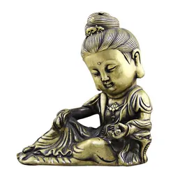 Atacado coleção antiga Diversos Latão artesanato Antiques Old Freedom Guanyin Baby Buddha