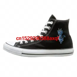 Unissex Casual Shoes Meninos e Meninas Sports Shoes azul lona Dragão Shoes High Top Casual Preto Sneakers Unisex Estilo