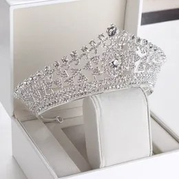 Diademi di lusso a cerchio completo Spettacolo Trasparente Strass austriaci Re Regina Principessa Corone Matrimonio Sposa Spose Corona Festa Copricapo244I