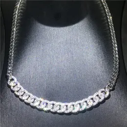 Vecalon Hiphop Colar De Ouro Branco Preenchido Micro pave cz Partido Pingentes De Casamento com colar para As Mulheres homens Jóias