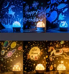 Creative gift starry sky projection lamp led romantic atmosphere night light table lamp 6 patterns dhl free