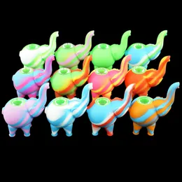 elephant pattern mini bubbler Water Pipes multiple Colorful Silicone Oil Rigs bong Hookahs Free Glass Bowl