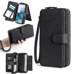 For iPhone 11 Zipper Wallet Case Premium Leather Magnetic Detachable Case Phone Bag For iPhone 11 Pro Xs Max XR 7 8 Samsung S10 Plus S10 S9