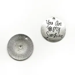 Lot 50pcs you are my sunshine letter Antique Silver Charms Pendants DIY Jewelry Findings For Jewelry Making Bracelet Necklace Earrings 25mm