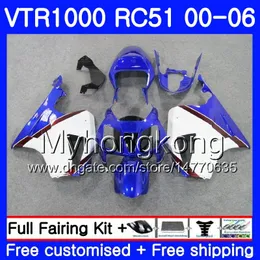 Kit para HONDA branco azul quente VTR 1000 RC51 2000 2001 2002 2003 2004 2005 2006 257HM.27 RTV1000 SP1 SP2 VTR1000 00 01 02 03 04 05 06 Carenagem