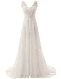 Stock A-Line Ivory V Neck Wedding Dresses Bridal Gowns With Appliques Floor-Length Wedding Party Size 16w QC1401