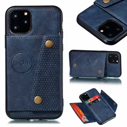 Portfel Phone Case dla iPhone 11 z posiadaczem karty Premium PU Leather Podwójne przyciski magnetyczne Przewróć odporność na wstrząsy Pokrywa ochronna