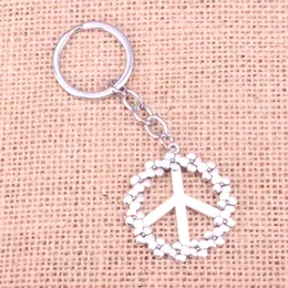 Ny nyckelring 38mm Peace Symbol Pendants Diy Men Car Key Chain Ring Holder Keyring Souvenir Jewelry Gift