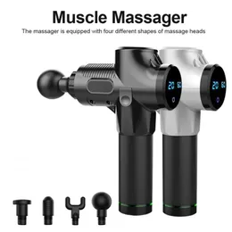 Electric Muscle Massager Fascia Gun Muscle Relaxation Fitness Equipment Tissue Massage Gun Shaping Massager 4 Heads With Bag