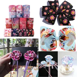 50 gård / rulle 38mm Grosgrain Ribbon Flowers Printed Grosgrain DIY Hår Tillbehör Handgjord Wrapping / Wedding / Party / Hair Bow