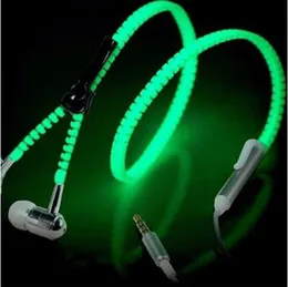 Świecące Słuchawki Zipper Słuchawki Luminous Headset Sport Earbuds Muzyka Przewodowe Słuchawki na telefon Samsung Dla Xiaomi 3.5mm Wtyczka