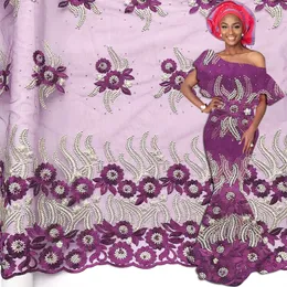 2021 Últimas Laces nigerianos Tecido de alta qualidade Bridal Tecidos de renda africana para vestido de noiva Tule francês com contas