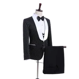 Gorąca Sprzedaż Szal Lapel Groomsmen Jeden Przycisk Ślubne Groom Smokingi Garnitury Męskie Ślub/Prom/Kolacja Best Man Blazer (Kurtka + Krawat + Kamizelka + Spodnie) 331