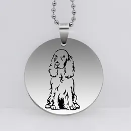 Pfotenabdruck Edelstahl Cocker Spaniel Hund Anhänger Halskette Tierschmuck Haustier Halskette für Frauen Geschenk YLQ6276
