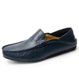 Män skor casual äkta läder mens loafers moccasins designer glida på båt skor klassisk chaussure homme storlek 38-46