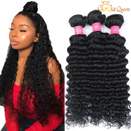 Atacado 9A Brazilian Virgin Hair Onda Profunda Não Transformada Brazilian Profundamente Onda Curly Cabelo Bundles Brasileiro Remy Human Human Extensões