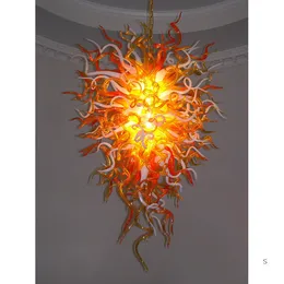 Stor foajé handblåst glashänge lampor kristall ljuskrona belysning lyxig guldkonstdekor ljusarmatur heminredning